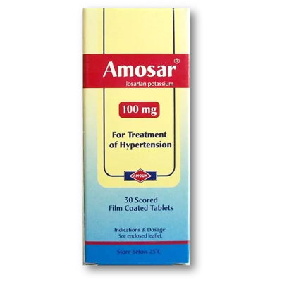Amosar 100 mg ( Losartan Potassium ) 30 film-coated tablets
